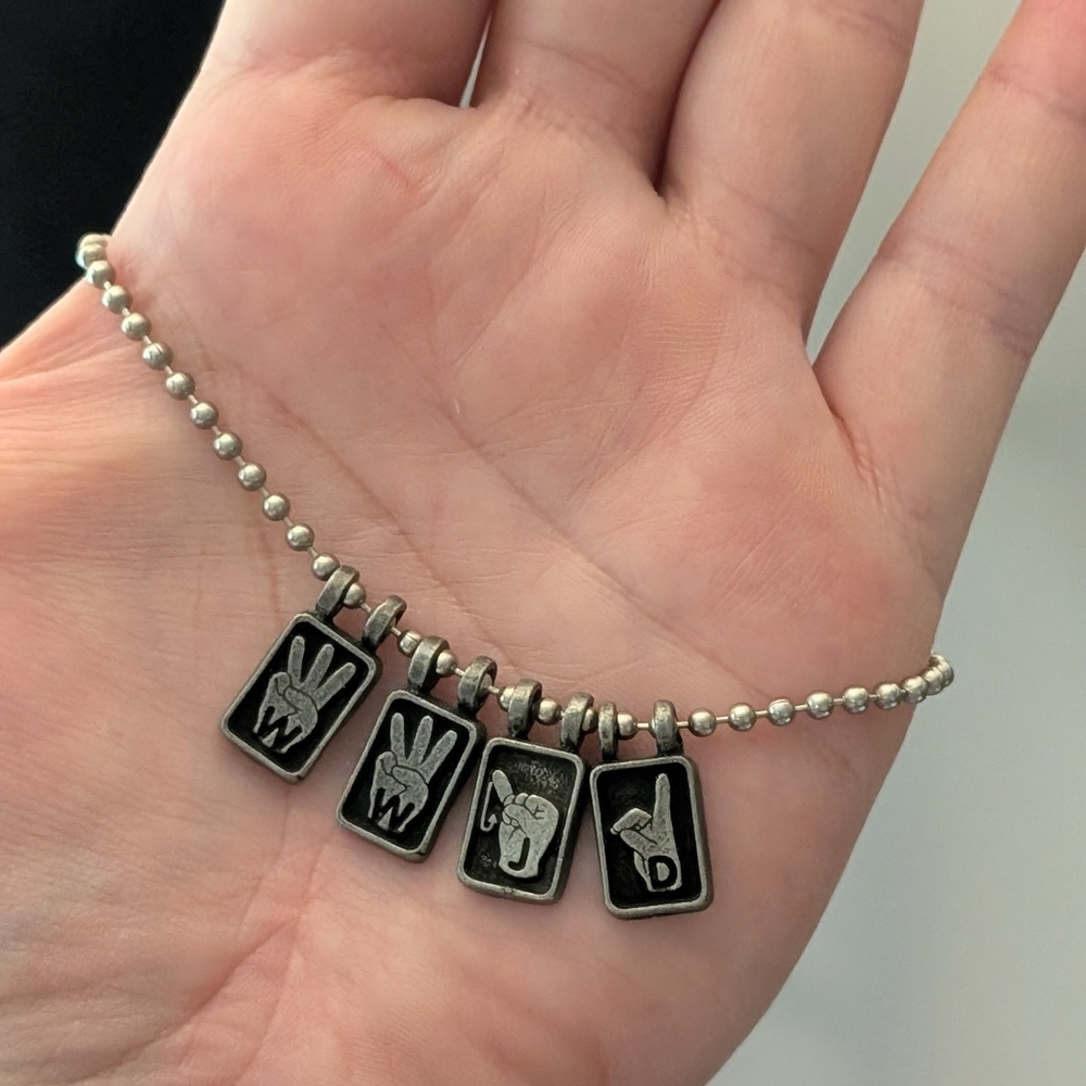 Silver and Black WWJD ASL / Sign Language Bracelet - Picture 2 of 3